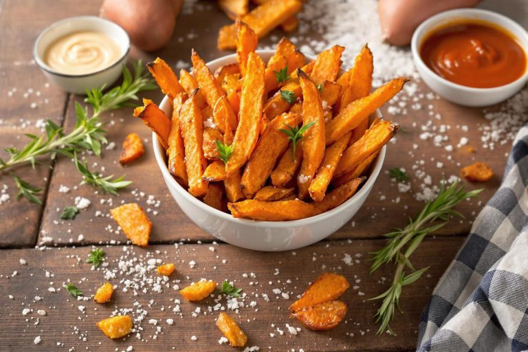Frites de patate douce au four, croustillantes même avec l’humidité ambiante.jpg