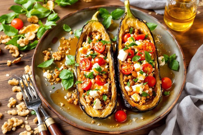 « Dorées et fondantes » : mes aubergines farcies à la feta et au miel.jpg